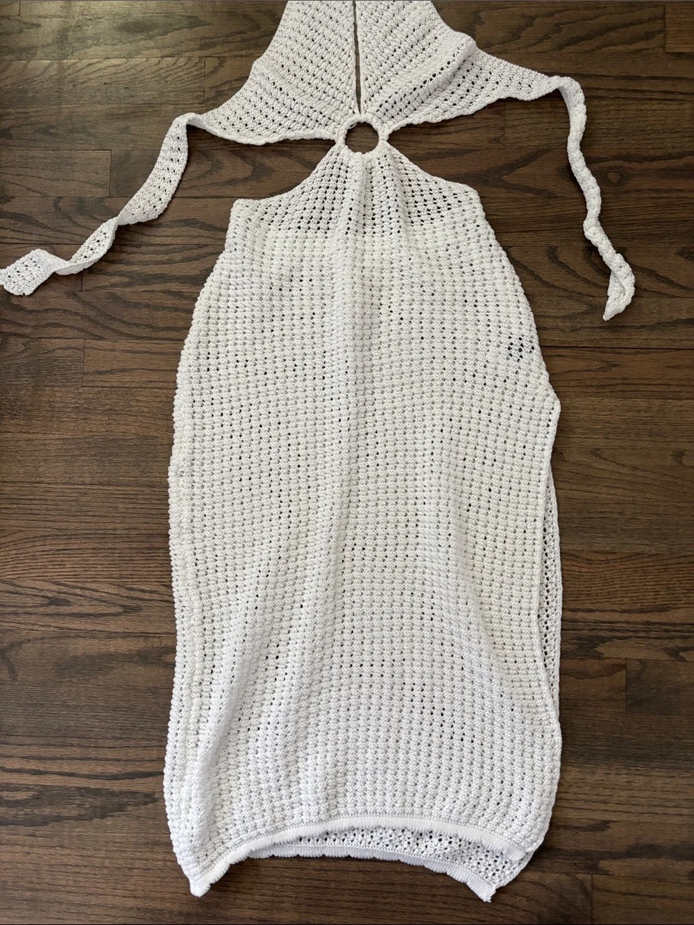SHEIN White Crochet Halter Swim Coverup